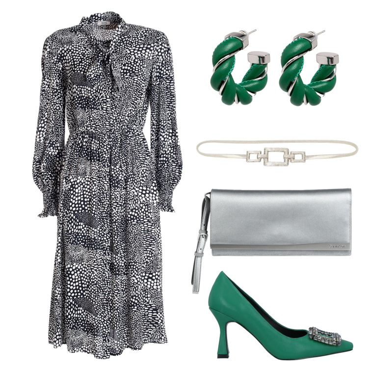 Outfit donna - Invitata comunione/battesimo. Stile Bon Ton per Cerimonia. Abbinamento con décolleté, borse a mano, orecchini, vestiti chemisier, cinture.
