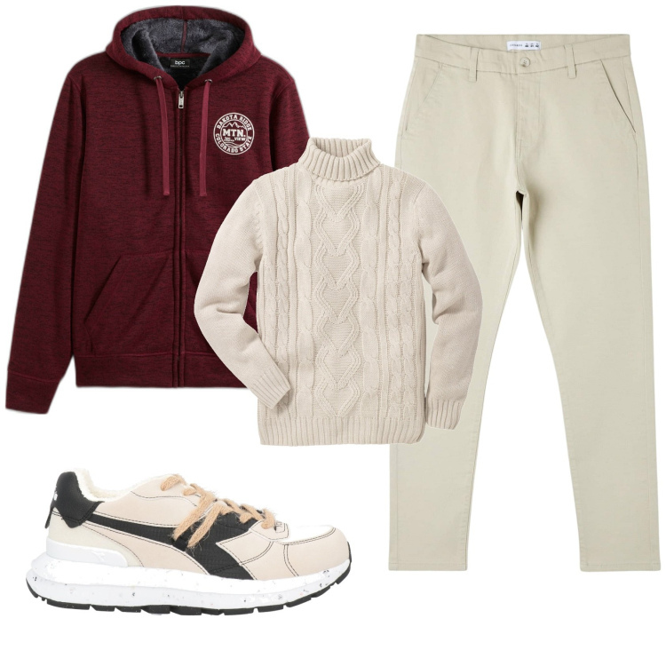 Outfit uomo - Total look #1842759. Stile Casual per Tutti i giorni. Abbinamento con maglieria, giacche, sneakers, pantaloni skinny.