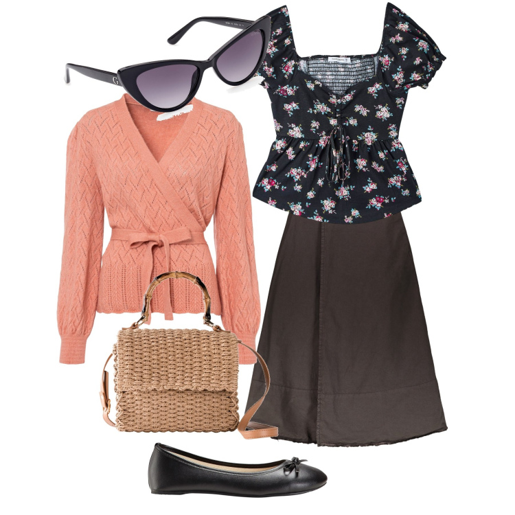 Outfit donna - Ben tornati anni 50. Stile Bon Ton per Tutti i giorni. Abbinamento con ballerine, borse a mano, maglieria, bluse, gonne lunghe, occhiali da sole.
