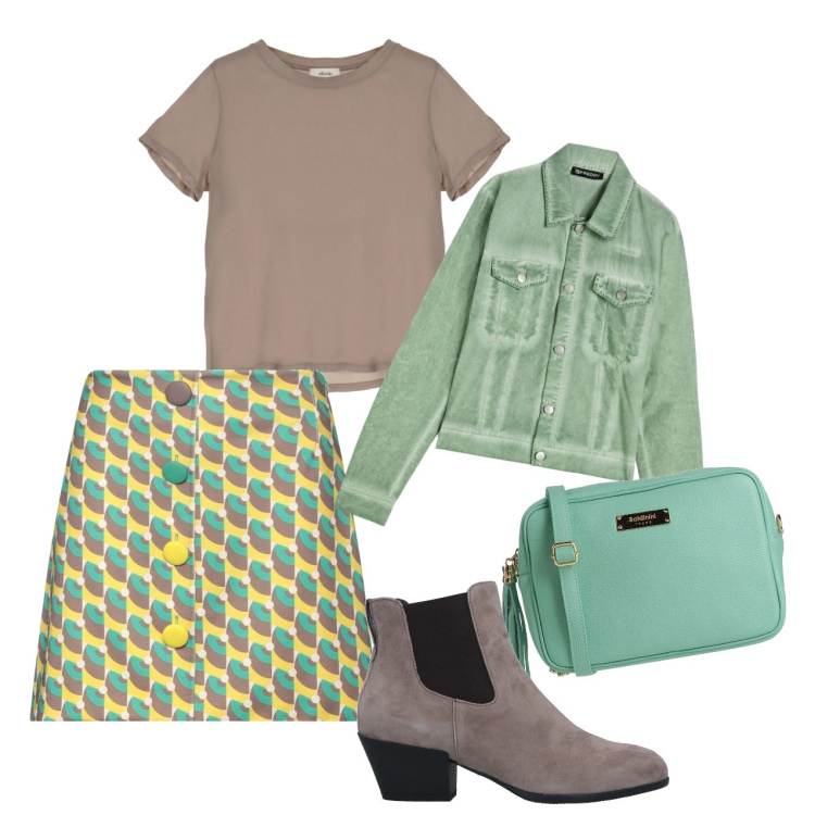 Outfit donna - La gonna anni 70. Stile Vintage retrò per Tutti i giorni. Abbinamento con minigonne, stivaletti chelsea, borse a tracolla, blazer, t-shirt.