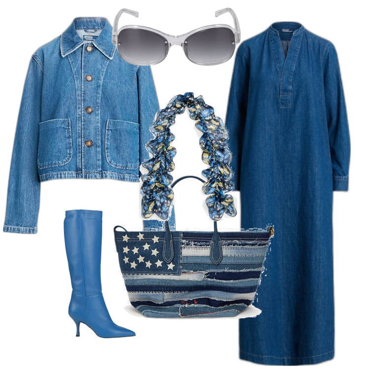 Outfit donna - Week end al mare. Stile Casual chic per Mare. Abbinamento con stivali, cappotti, vestiti, borse tote, sciarpe, occhiali da sole.