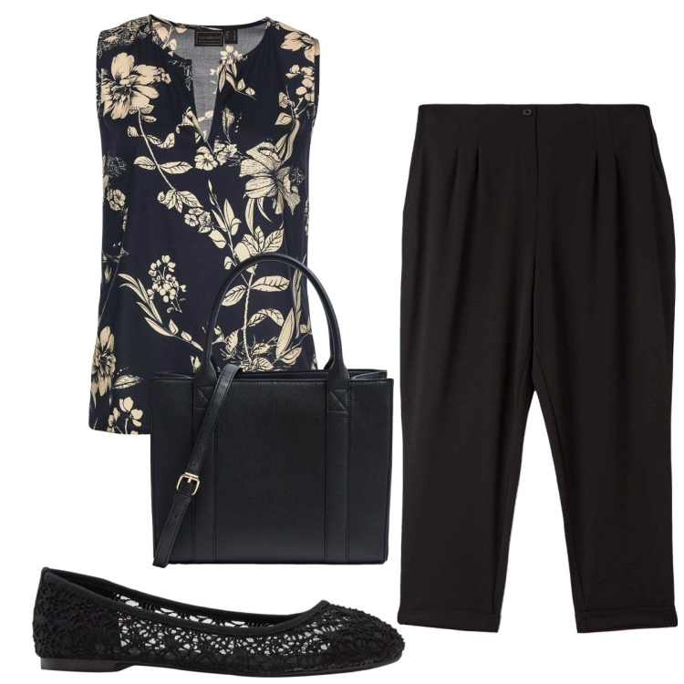 Outfit donna - Total look #1843060. Stile Trendy per Tutti i giorni. Abbinamento con top, ballerine, pantaloni chino, shopping bag.