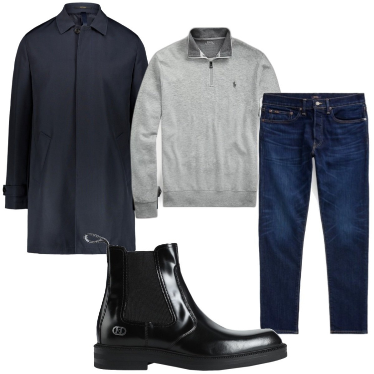 Outfit uomo - Total look #1843104. Stile Casual per Tutti i giorni. Abbinamento con stivali e stivaletti, pullovers, jeans, giacche.