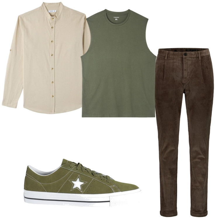 Outfit uomo - Total look #1843105. Stile Trendy per Tutti i giorni. Abbinamento con sneakers, camicie, t-shirt, pantaloni.