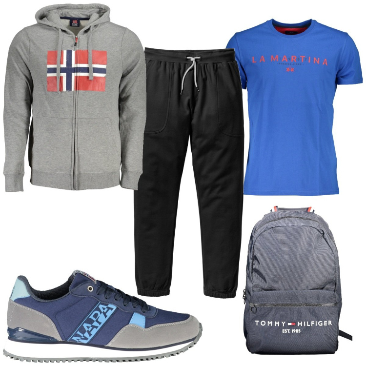 Outfit uomo - Workout a marzo. Stile Trendy per Sport. Abbinamento con pantaloni sportivi, felpe con cappuccio, t-shirt, scarpe sportive, borse sportive.