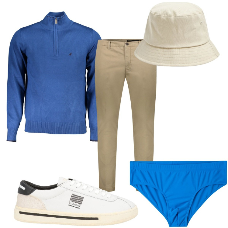 Outfit uomo - Total look #1843129. Stile Trendy per Tutti i giorni. Abbinamento con sneakers, cappelli, costumi, pantaloni chino, maglieria.