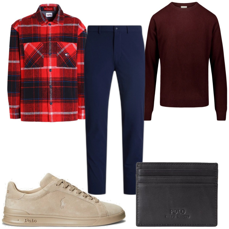 Outfit uomo - Total look #1843135. Stile Casual per Tutti i giorni. Abbinamento con camicie, sneakers, pantaloni, portafogli, maglieria.