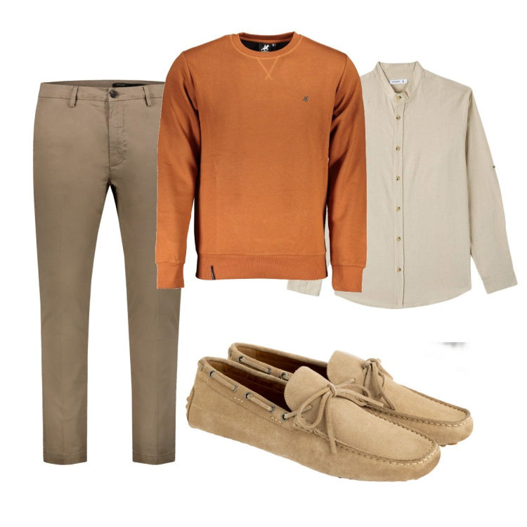 Outfit uomo - Total look #1843175. Stile Business/Elegante per Ufficio. Abbinamento con camicie, felpe, pantaloni chino, scarpe stringate.