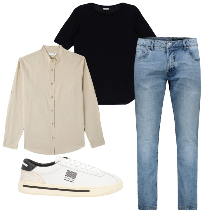 Outfit uomo - In giro. Stile Casual per Tutti i giorni. Abbinamento con sneakers, camicie, t-shirt, jeans.