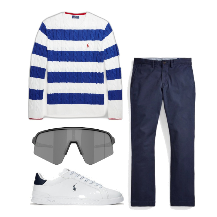 Outfit uomo - Ghost outfitter - marzo. Stile Casual per Tutti i giorni. Abbinamento con pantaloni, sneakers, maglieria, occhiali da sole.