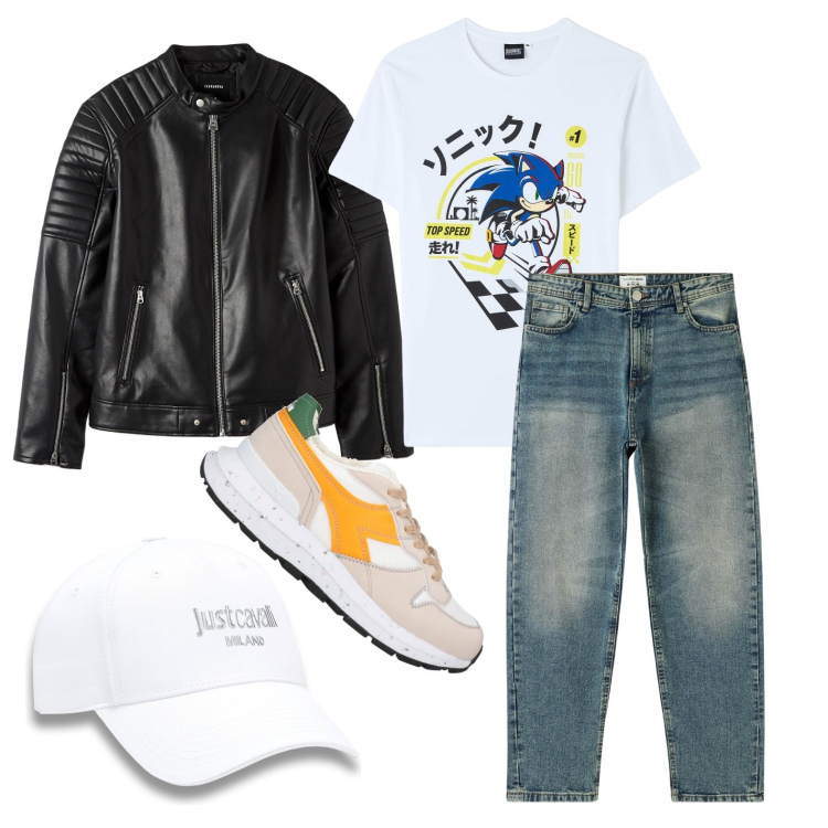 Outfit uomo - Ghost outfitter - marzo. Stile Trendy per Tutti i giorni. Abbinamento con sneakers, t-shirt, giacche, jeans, cappelli con visiera.