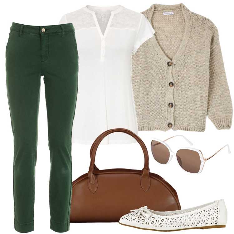 Outfit donna - Ballerine 2024. Stile Casual per Tutti i giorni. Abbinamento con maglieria, ballerine, occhiali da sole, cardigans, pantaloni, borse a spalla.