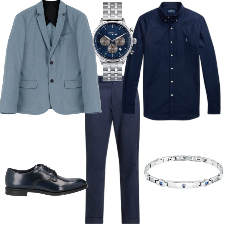 Outfit uomo - Trendy per l ufficio. Stile Trendy per Ufficio. Abbinamento con scarpe stringate, orologi, braccialetti, giacche, camicie, pantaloni chino.