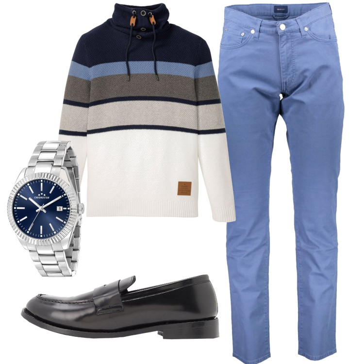 Outfit uomo - Total look #1843336. Stile Casual per Ufficio. Abbinamento con maglieria, scarpe stringate, orologi, pantaloni.