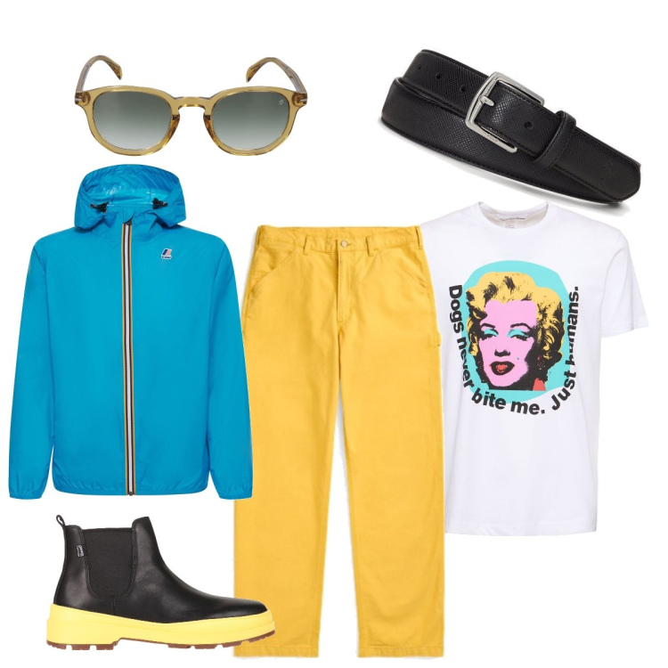 Outfit uomo - Indimenticabile Marylin... Stile Trendy per Ufficio. Abbinamento con stivali e stivaletti, cinture, pantaloni, occhiali da sole, t-shirt, giacche.