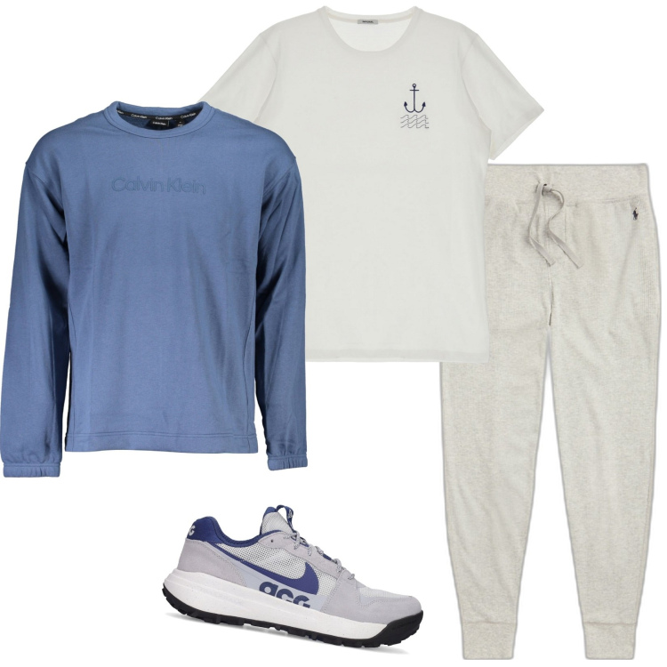 Outfit uomo - Total look #1843601. Stile Casual per Sport. Abbinamento con t-shirt, pantaloni, sneakers, felpe.