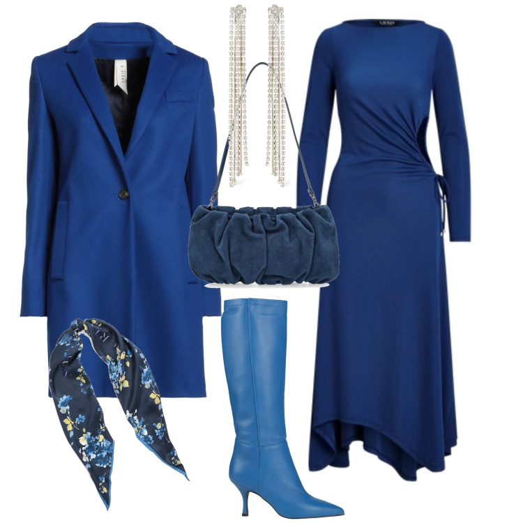 Outfit donna - Festività della Santa Pasqua. Stile Bon Ton per Cerimonia. Abbinamento con stivali, cappotti, vestiti, sciarpe, borse a mano, orecchini.