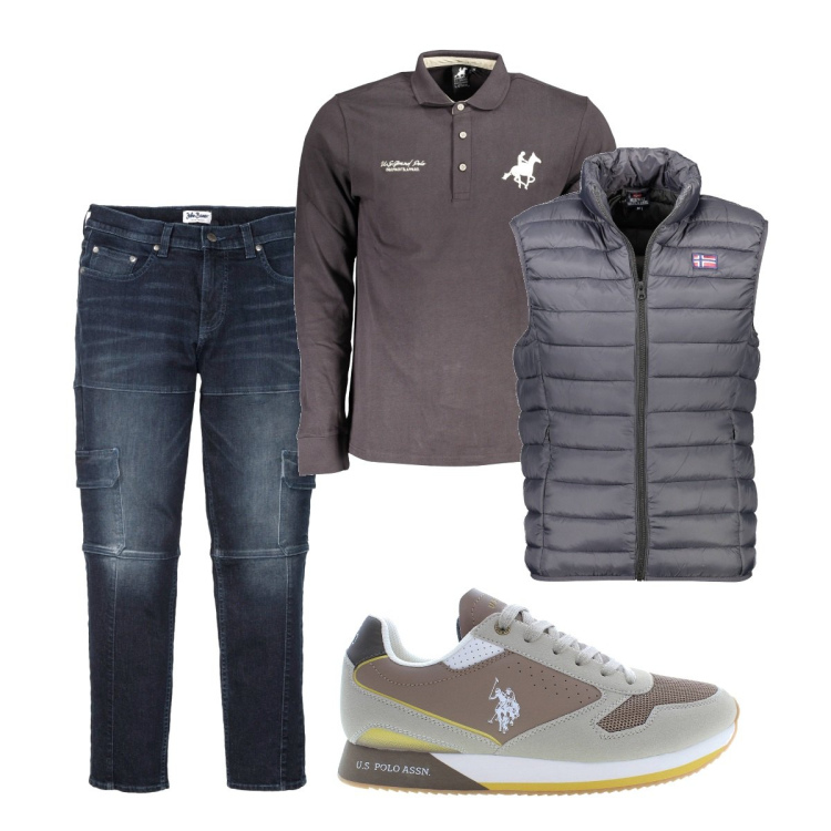 Outfit uomo - Total look #1843681. Stile Casual per Tutti i giorni. Abbinamento con jeans slim fit, polo, giacche, scarpe sportive.