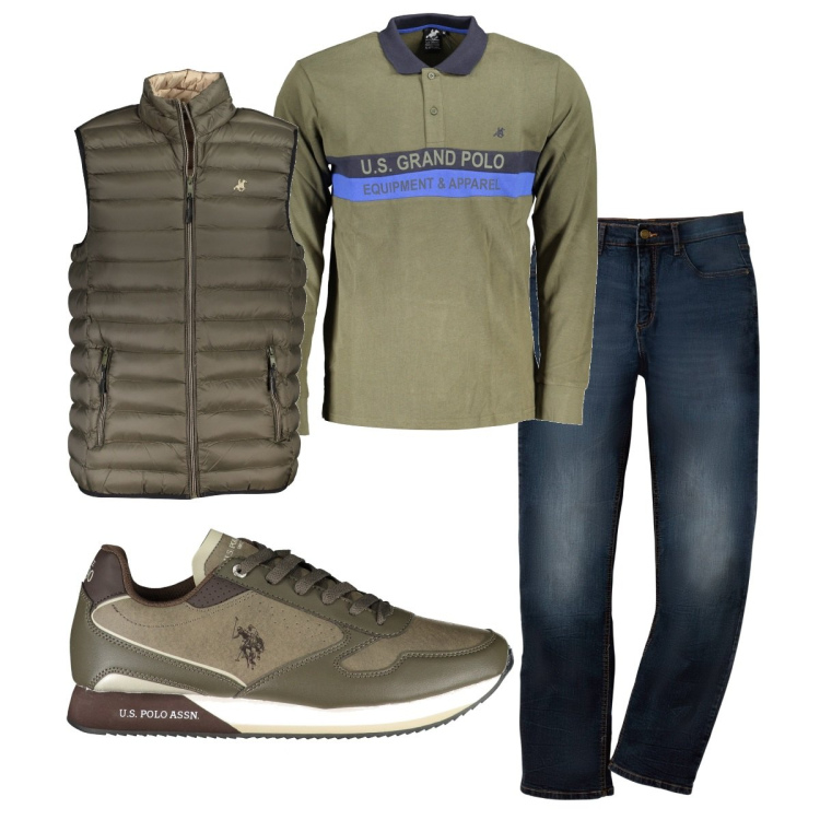 Outfit uomo - Total look #1843688. Stile Casual per Tutti i giorni. Abbinamento con jeans dritti, polo, giacche, scarpe sportive.