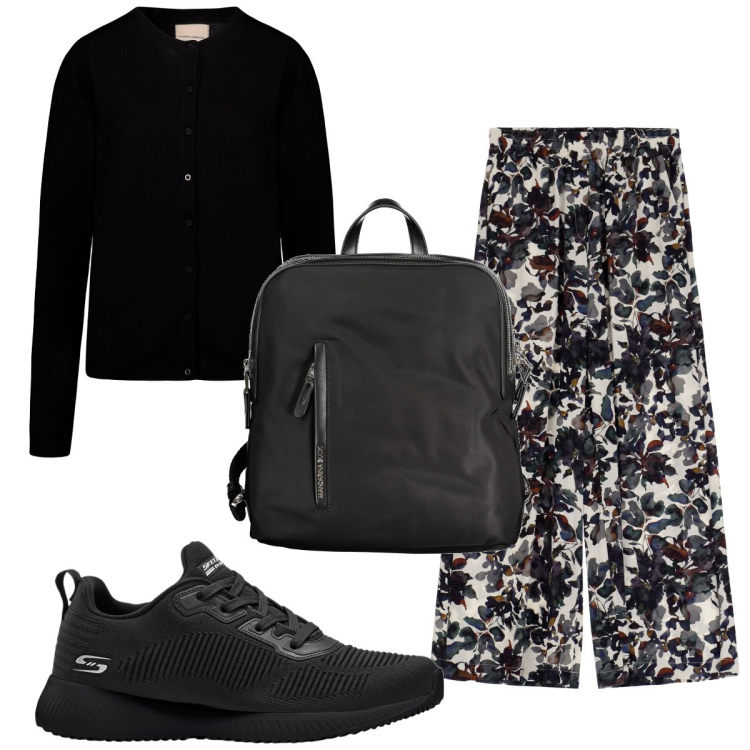 Outfit donna - Total look #1843698. Stile Trendy per Tutti i giorni. Abbinamento con sneakers, pantaloni, zaini, cardigans.