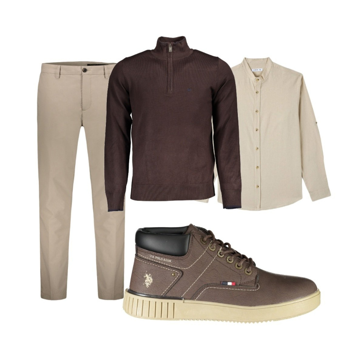 Outfit uomo - Total look #1843728. Stile Trendy per Tutti i giorni. Abbinamento con camicie, maglieria, pantaloni, stivali.