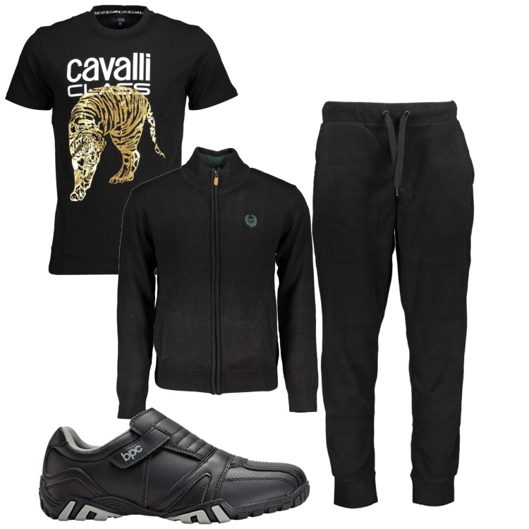 Outfit uomo - Total look. Stile Urban per Tutti i giorni. Abbinamento con scarpe stringate, t-shirt, pantaloni, cardigans.