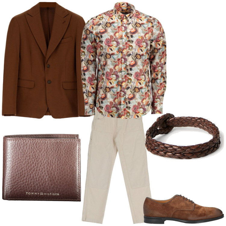 Outfit uomo - Brown. Stile Business/Elegante per Ufficio. Abbinamento con scarpe stringate, giacche, pantaloni, braccialetti, portafogli, camicie.