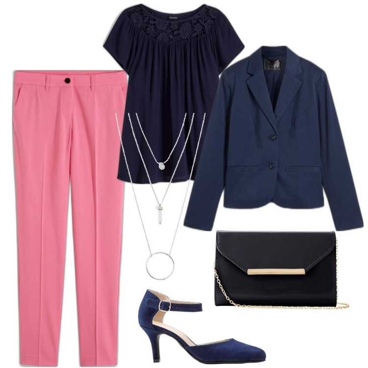 Outfit donna - Happy Easter by bonprix. Stile Casual chic per Serata fuori. Abbinamento con bluse, décolleté, ciondoli, pantaloni, pochette, blazer.