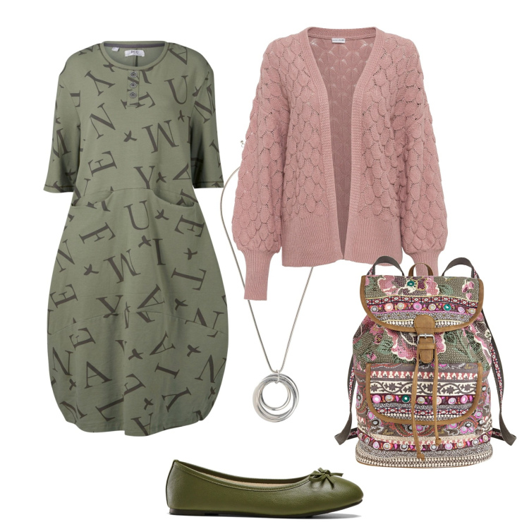 Outfit donna - Pasqua con l\'abito a uovo. Stile Casual per Tutti i giorni. Abbinamento con cardigans, vestiti midi/longuette, zaini, ballerine, collane.