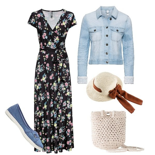 Outfit donna - scampagnata firmata bonprix. Stile Casual per Tutti i giorni. look ideale per Petite. Abbinamento con ballerine, cappelli, blazer, vestiti lunghi, borse a tracolla.