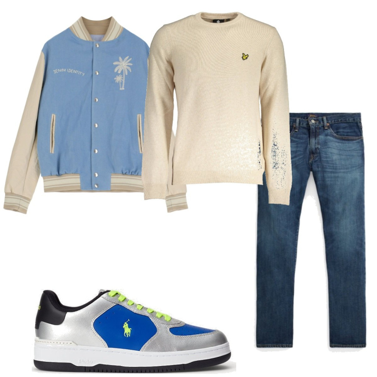 Outfit uomo - Total look #1844275. Stile Casual per Tutti i giorni. Abbinamento con giacche, jeans dritti, sneakers, maglieria.