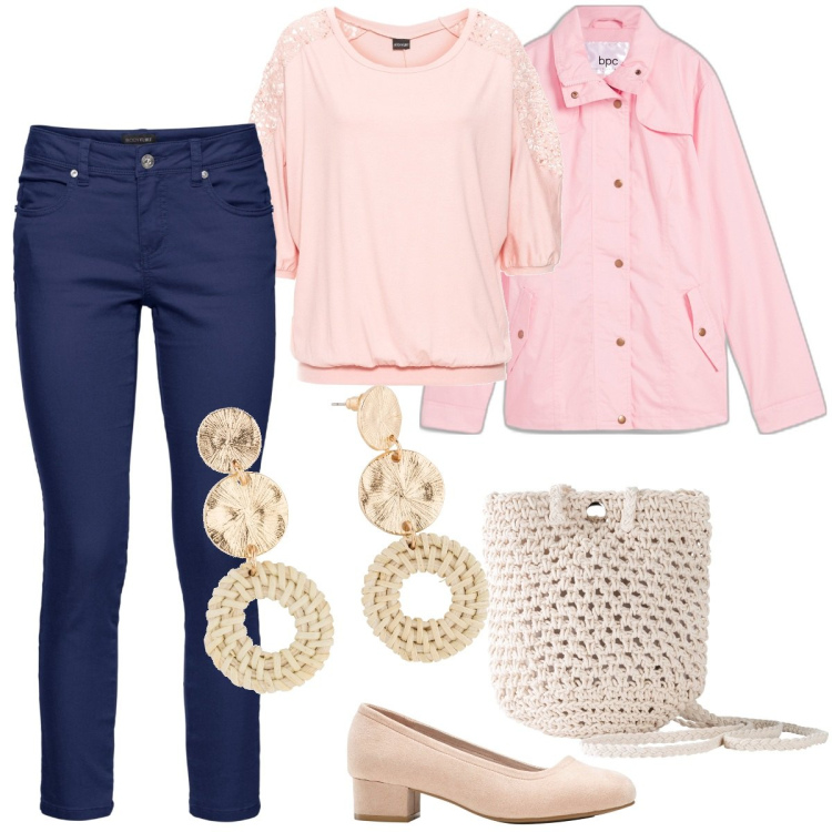 Outfit donna - Happy Easter by Bonprix. Stile Casual chic per Tutti i giorni. Abbinamento con maglieria, décolleté, orecchini, pantaloni, blazer, borse a tracolla.