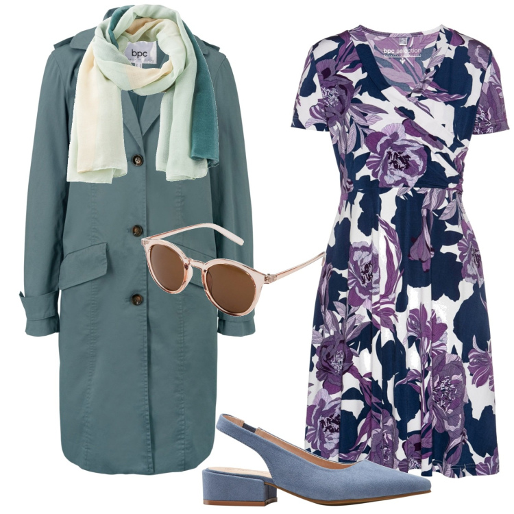 Outfit donna - Easter time. Stile Romantica per Cerimonia. Abbinamento con décolleté, occhiali da sole, vestiti, cappotti, sciarpe.