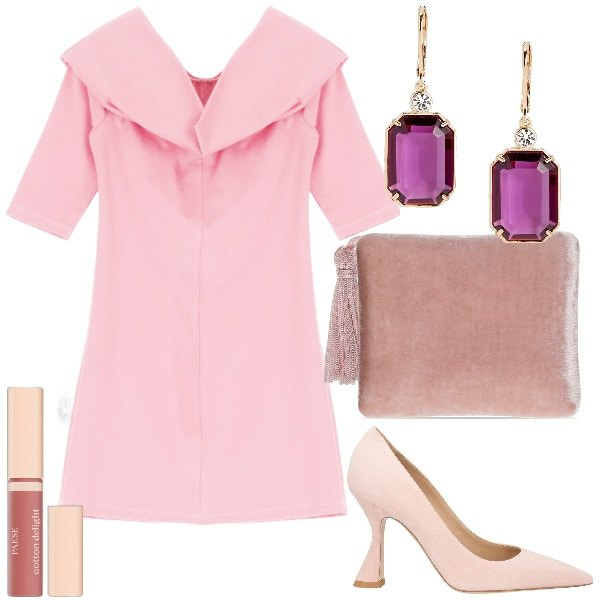 Outfit donna - Sapore vintage. Stile Vintage retrò per Cerimonia. Abbinamento con décolleté, gloss, vestiti corti, orecchini, pochette.