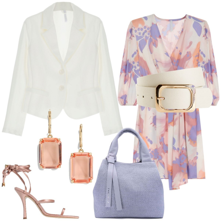Outfit donna - Cerimonia. Stile Chic per Cerimonia. Abbinamento con cinture, infradito, vestiti corti, blazer, orecchini, borse a mano.
