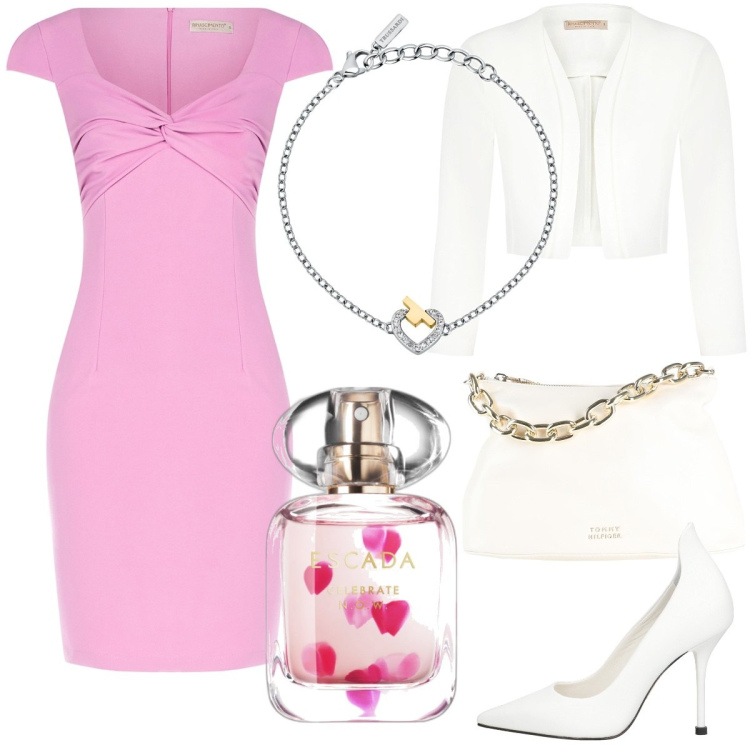 Outfit donna - Total look #1844543. Stile Glamour per Cerimonia. Abbinamento con borse a mano, décolleté, braccialetti, profumi, blazer, vestiti midi/longuette.