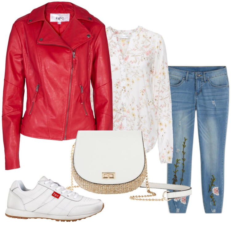 Outfit donna - Total look #1844574. Stile Casual per Tutti i giorni. Abbinamento con jeans, camicie, sneakers, borse a tracolla, blazer.