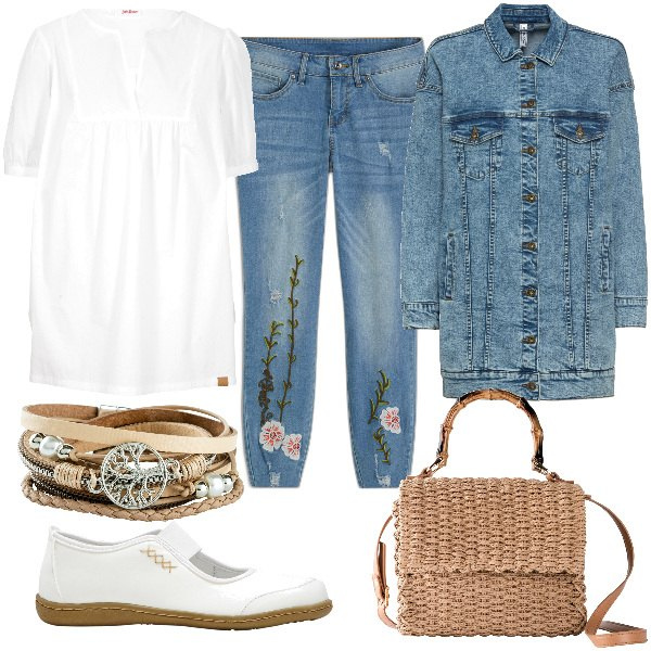 Outfit donna - Total look #1844937. Stile Basic per Tutti i giorni. Abbinamento con bluse, jeans, ballerine, braccialetti, blazer, borse a mano.