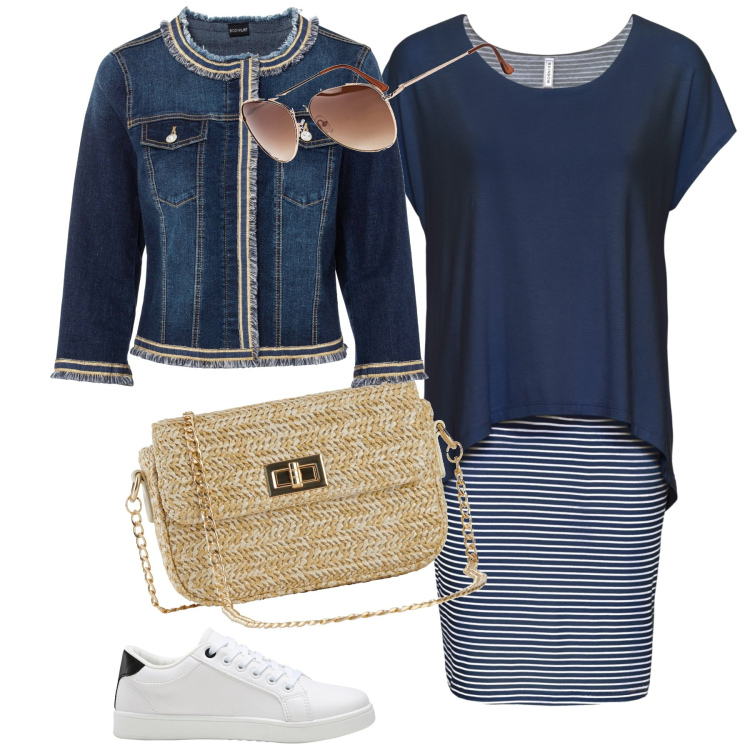 Outfit donna - Happy Easter by bonprix. Stile Sporty chic per Tutti i giorni. Abbinamento con blazer, occhiali da sole, vestiti, sneakers, borse a mano.