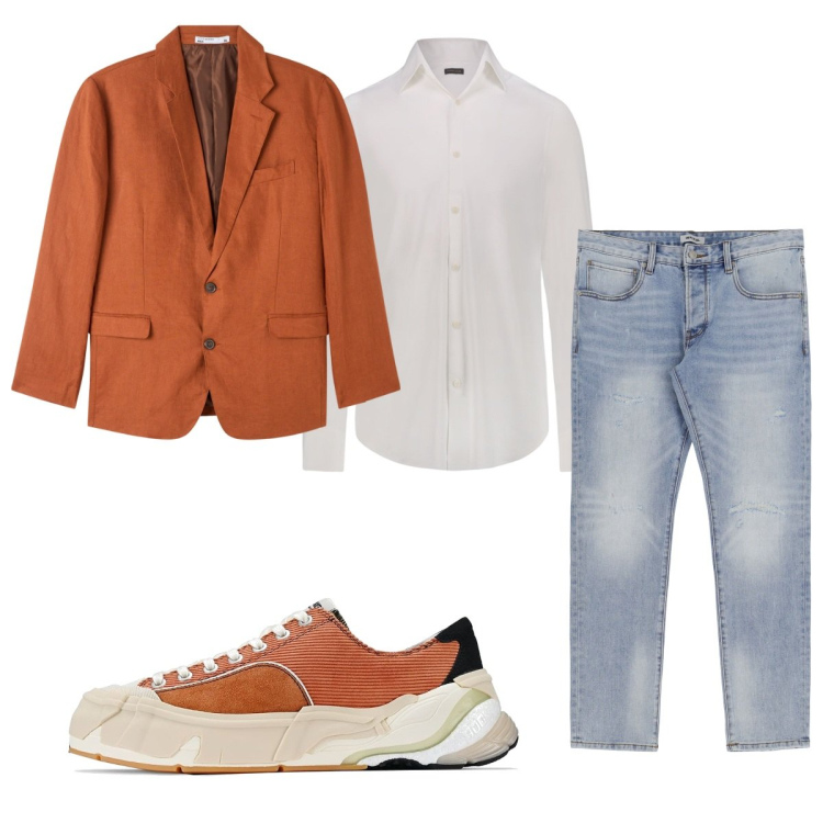 Outfit uomo - Total look #1844971. Stile Casual per Tutti i giorni. Abbinamento con giacche, jeans slim fit, sneakers, camicie.