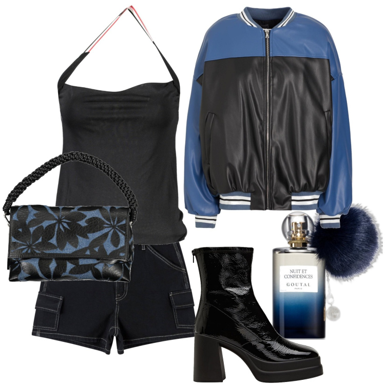 Outfit donna - Total look #1845006. Stile Urban per Tutti i giorni. Abbinamento con stivaletti, blazer, profumi, pantaloni corti, top, borse a spalla.