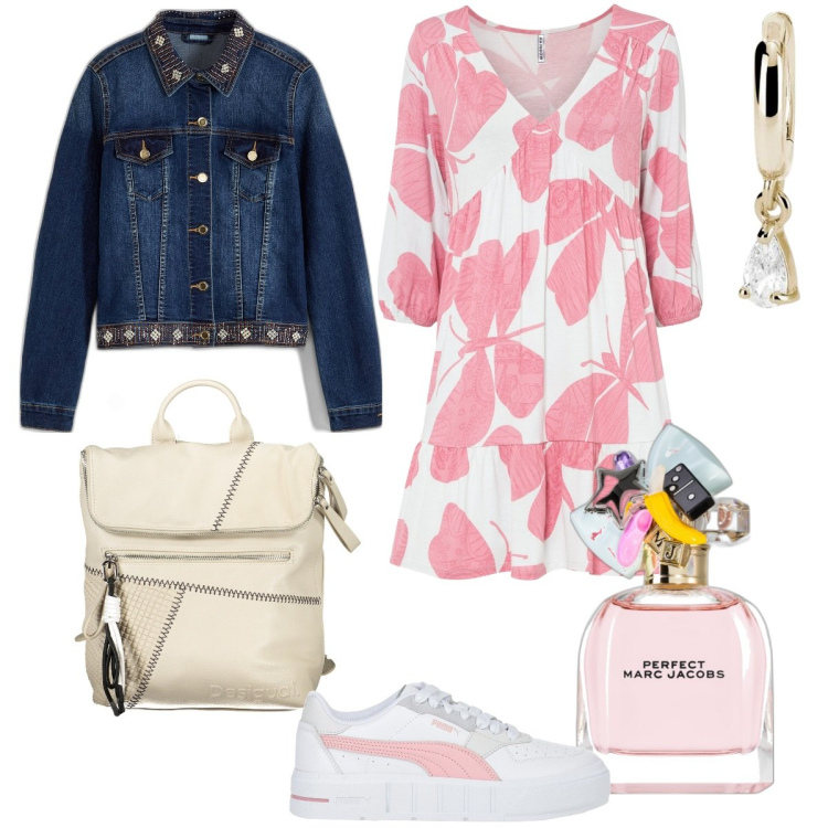 Outfit donna - Total look #1845045. Stile Romantica per Tutti i giorni. Abbinamento con vestiti, blazer, sneakers, profumi, orecchini, zaini.