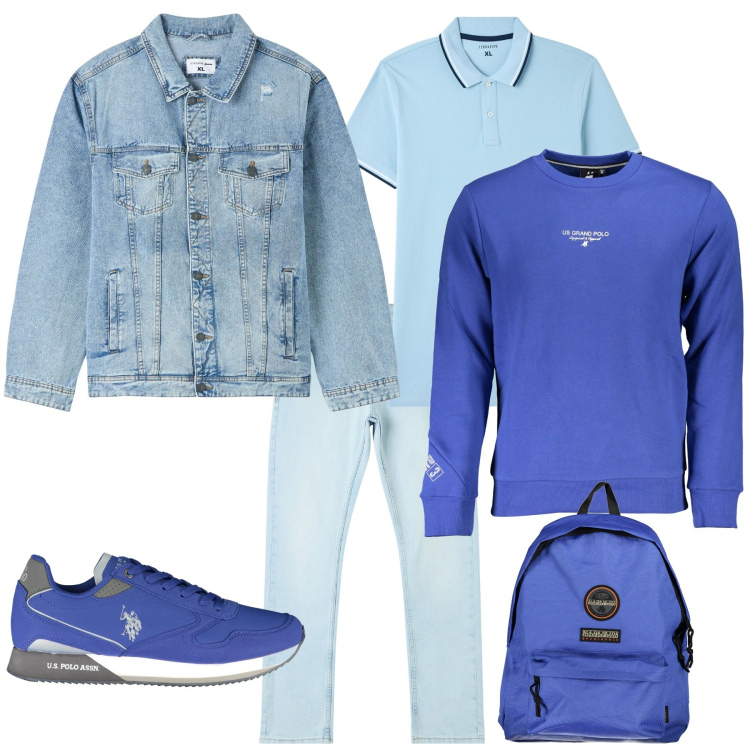 Outfit uomo - Week end al mare. Stile Urban per Mare. Abbinamento con giacche, jeans dritti, polo, felpe, scarpe sportive, borse sportive.