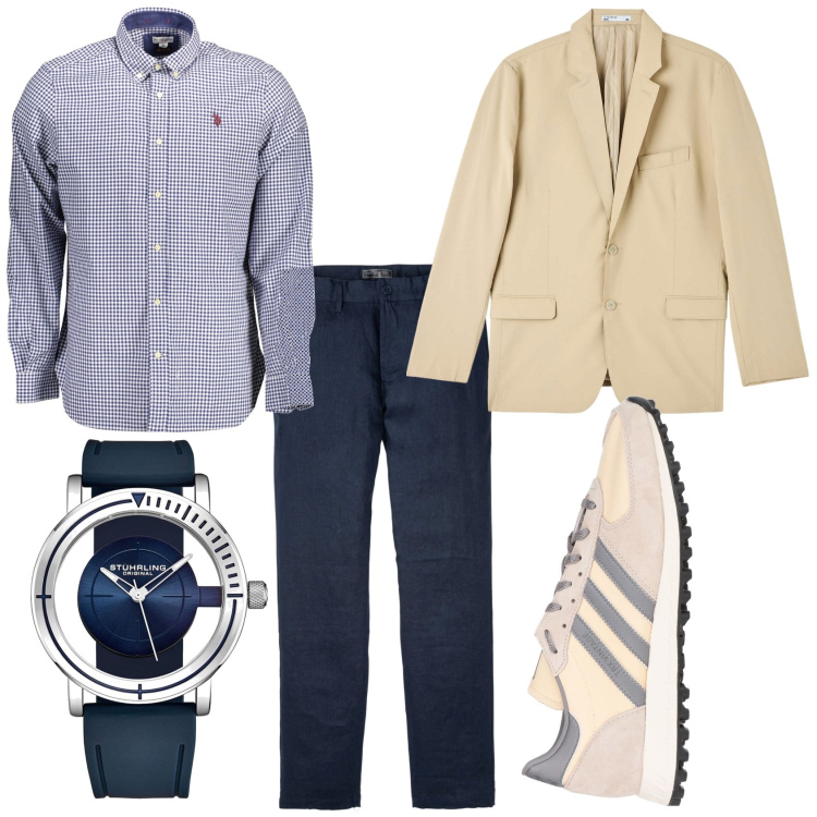 Outfit uomo - Daily office. Stile Casual per Ufficio. Abbinamento con pantaloni, sneakers, orologi, giacche, camicie.