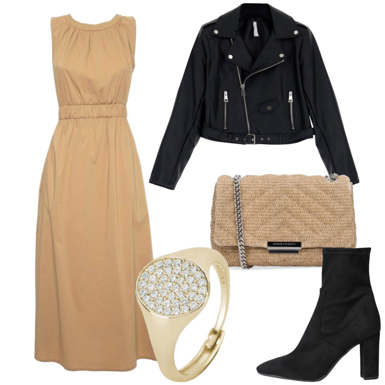 Outfit donna - Idee per Pasqua. Stile Glamour per Cerimonia. Abbinamento con stivaletti, anelli, giacche, vestiti lunghi, borse a tracolla.