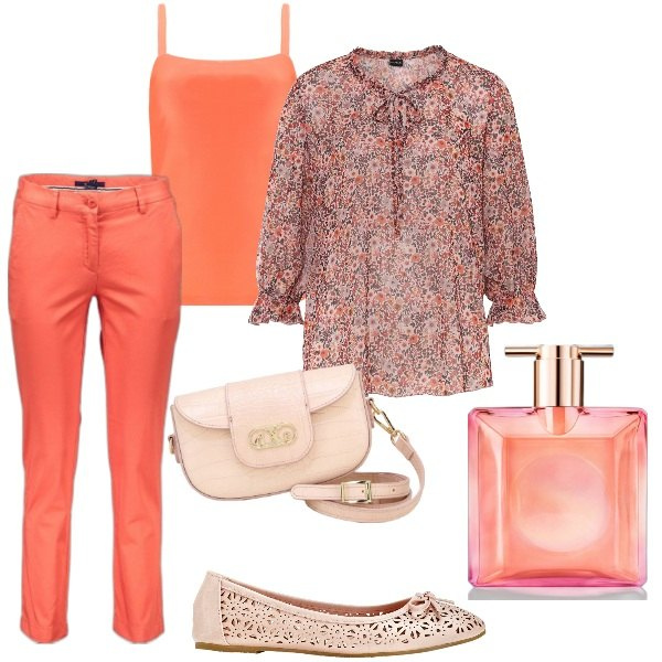 Outfit donna - Total look #1845147. Stile Romantica per Serata fuori. Abbinamento con ballerine, tuniche, profumi, canottiere, pochette, pantaloni.