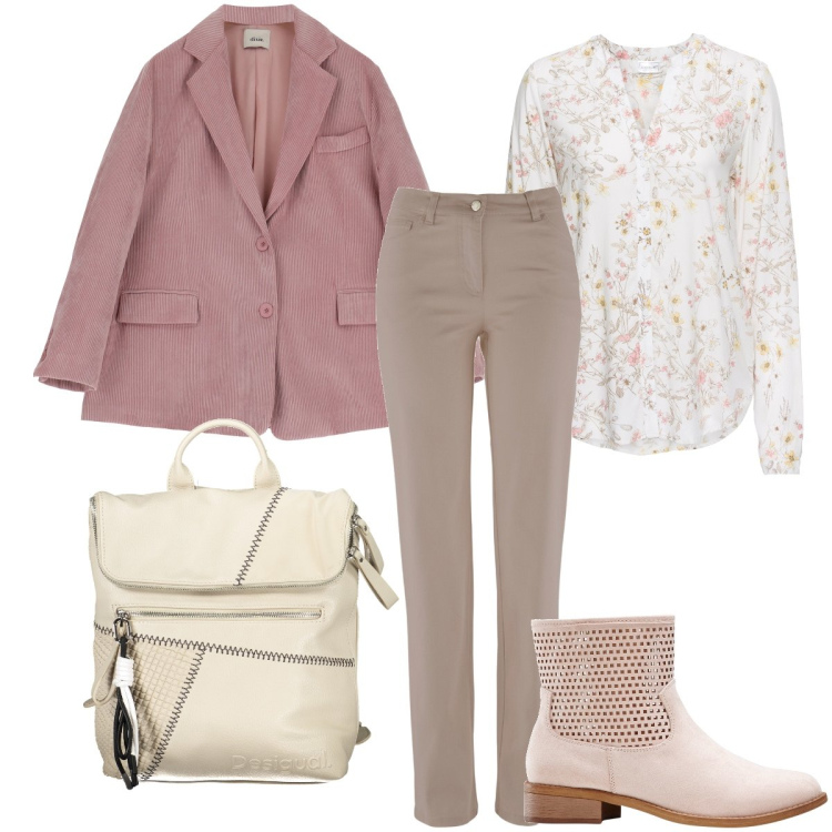 Outfit donna - Il blazer in velluto. Stile Casual chic per Ufficio. Abbinamento con camicie, pantaloni, stivaletti, cappotti, zaini.