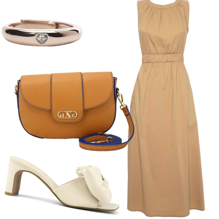 Outfit donna - Total look #1845182. Stile Bon Ton per Serata fuori. Abbinamento con pochette, anelli, sandali col tacco, vestiti lunghi.