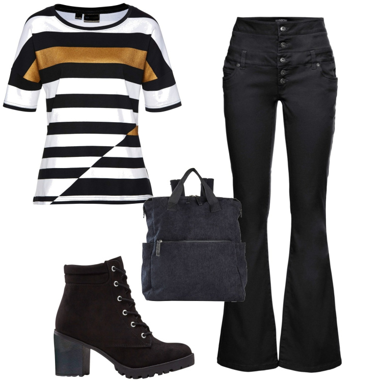 Outfit donna - Total look #1845191. Stile Casual per Tutti i giorni. Abbinamento con zaini, stivaletti, maglieria, pantaloni.