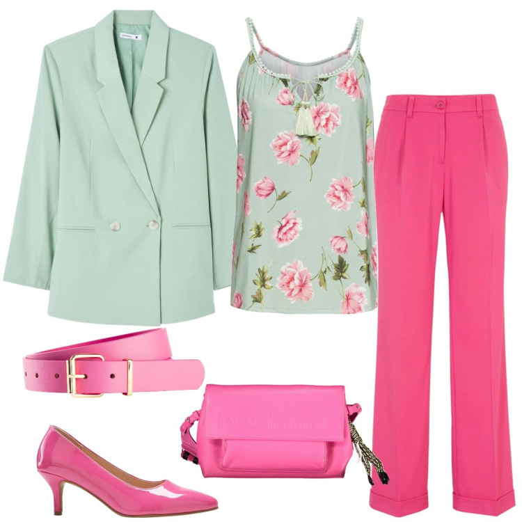 Outfit donna - Cerimonia. Stile Chic per Cerimonia. Abbinamento con top, cinture, pantaloni, décolleté, blazer, borse a spalla.